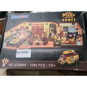 City Street Pizza Restaurant Building Set 1098PCS Lego Pizzeria Van Kids Teen...